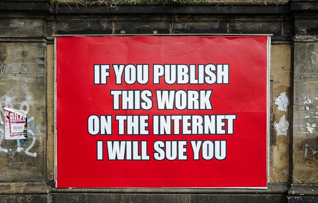 If you publish this work on the Internet I will sue you, Vigilante